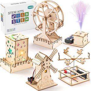 5 in 1 STEM Kits for Kids, Wood Craft Kit for Boys Ages 8-12, 3D Wooden Puzzle